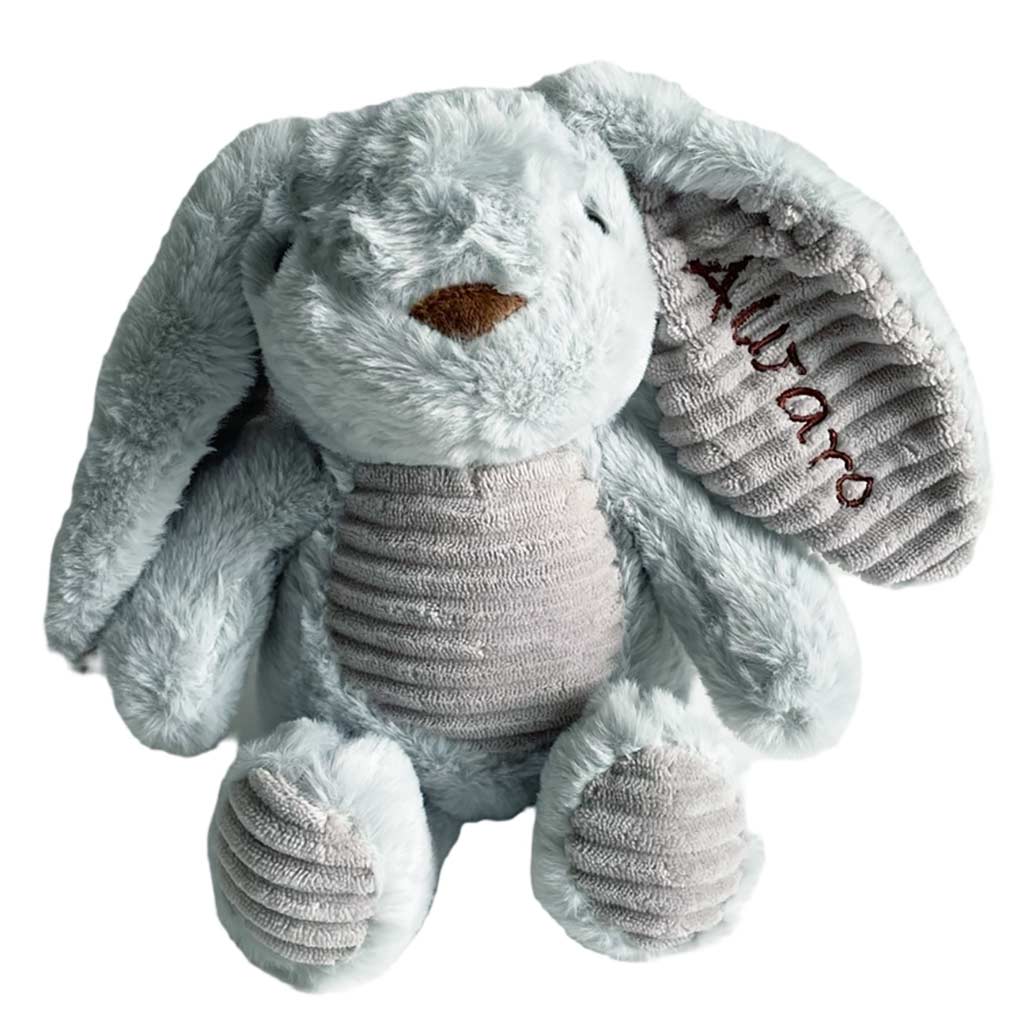 Conejo de peluche bordado con el nombre del bebé