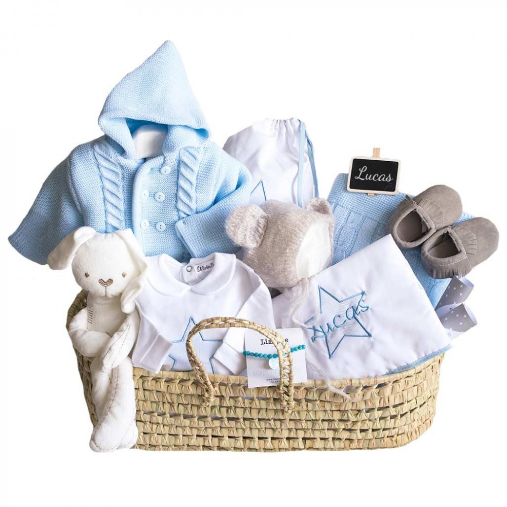 Canastilla bebe para niño en azul