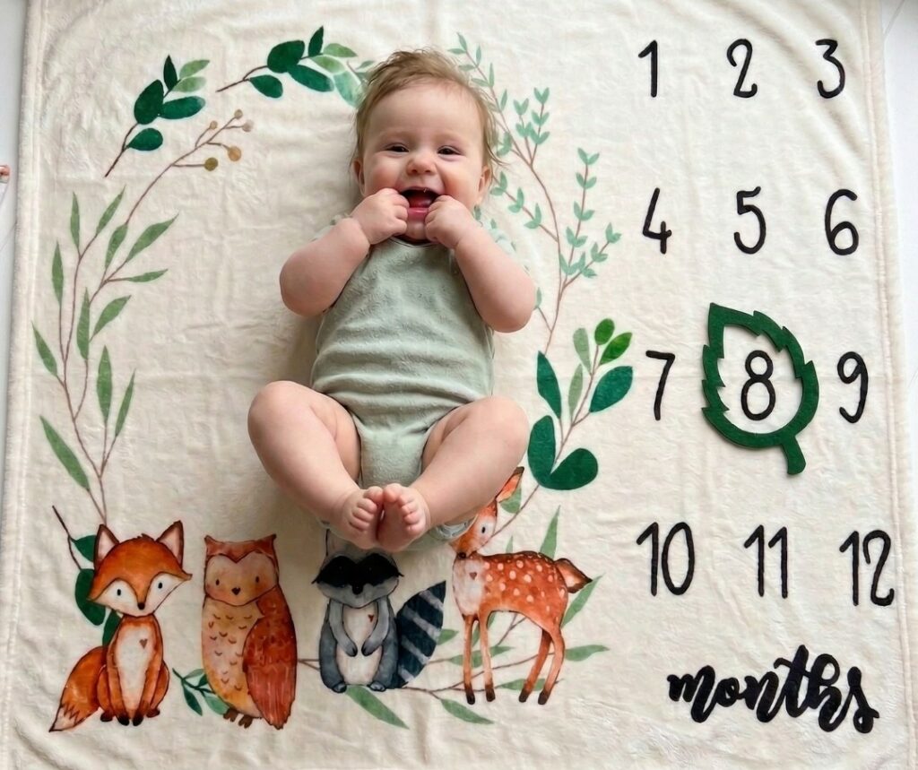 bebé en una manta personalizada con animales