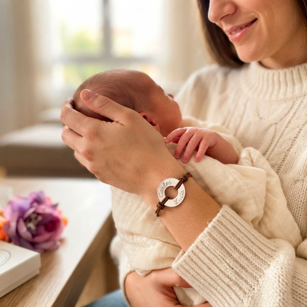 Regalos personalizado para mama pulsera de plata