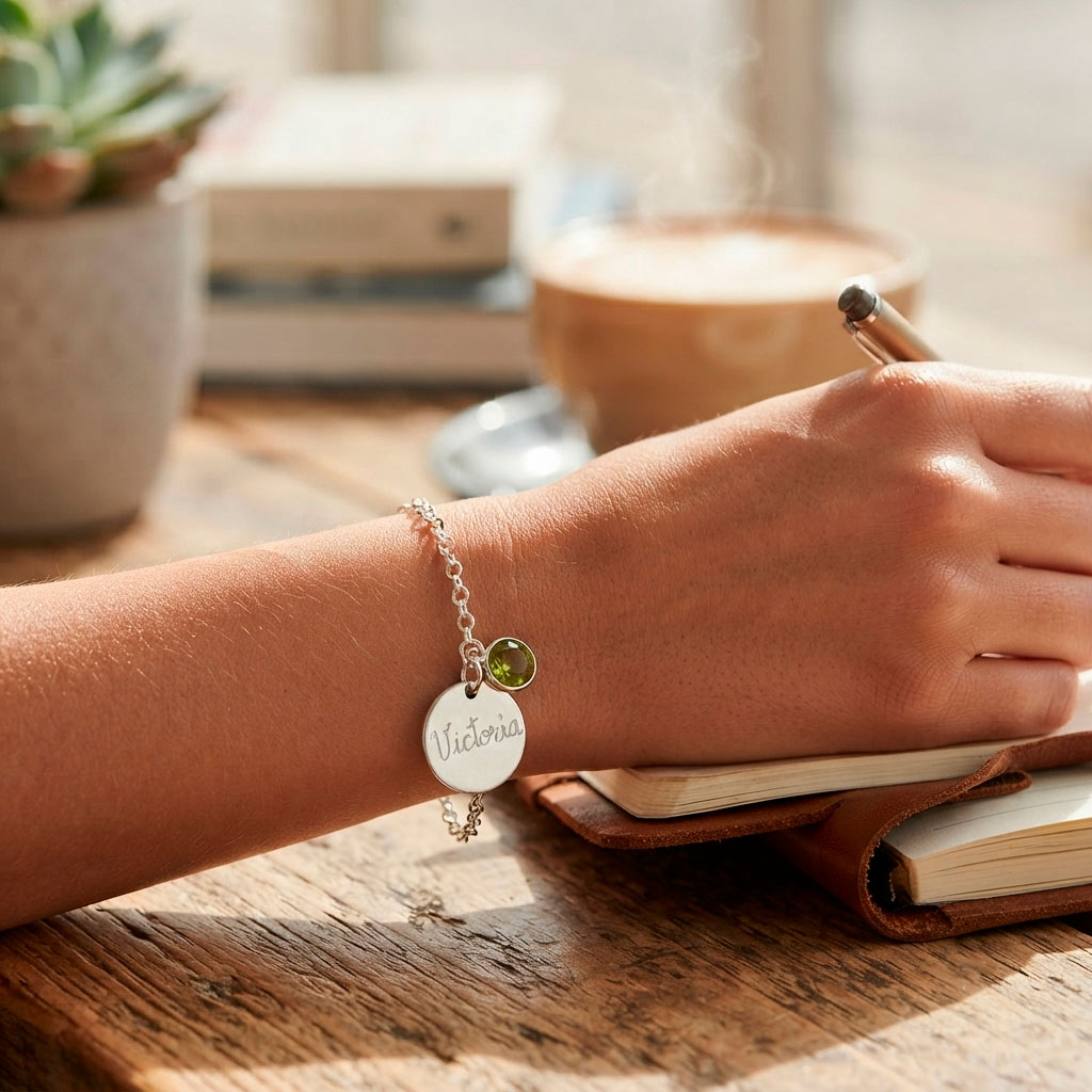Pulsera mama con piedra bebe del mes