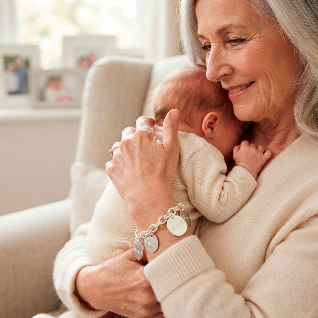 Pulsera con medallas de plata para la abuela